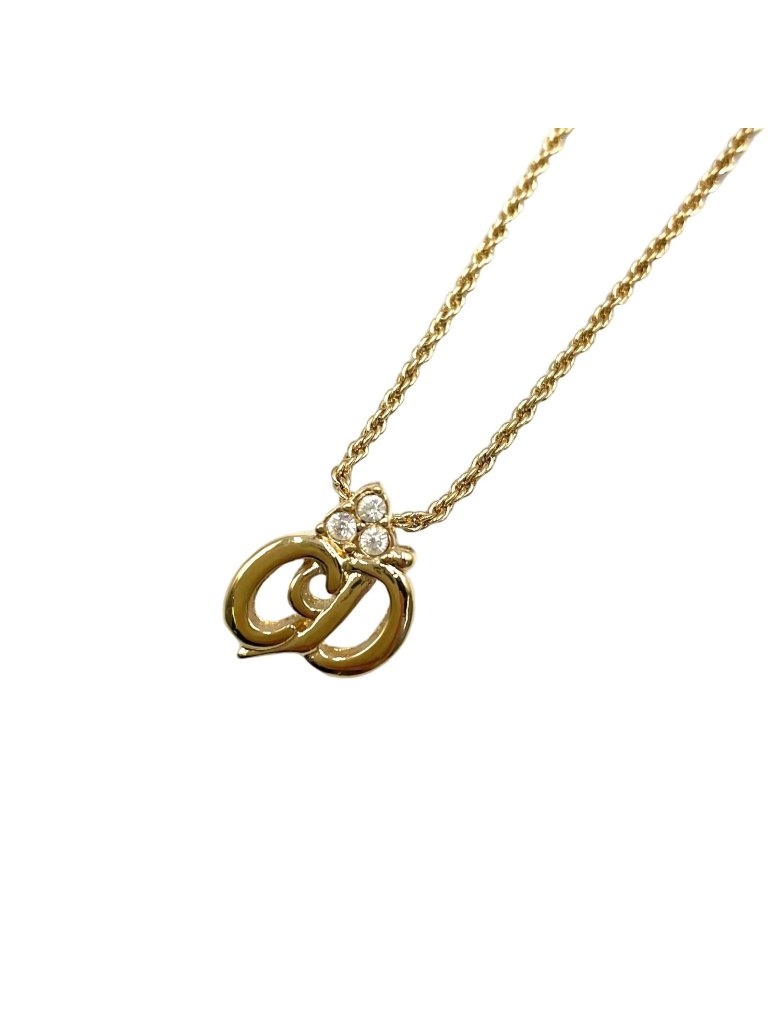 Dior Limited Cd Logo Color Stone Clear Gold Necklace